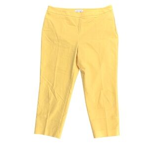 Chaus Size 12 Side Zip Soft Yellow Flat Front Straight Leg Cropped Pants